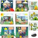 24 Sets Camp Picture Frame Magnetic Craft Camping Craft Kits DIY Raccoon Stickers Photo Gifts Bulk for Camping Party Favors Home Decoration