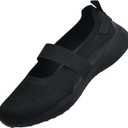 Women Mary Jane Shoes Slip On Walking Flats Comfortable Dressy Knit Washable Casual Nurse Shoe with Arch Support (8.5, 03013-black)