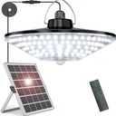Solar Lights Indoor Outdoor, Solar Pendant Lights with Motion Sensor & Remote, 198 Bright LEDs, 5 Lighting Modes, Waterproof Energy Efficient for Shed Barn Chicken Coop Gazebo Garage Day & Night