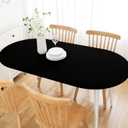 Wolkemer Fitted Oval Tablecloth Spandex Stretch Black Cocktail Table Cover Elastic Edge Topper Cap for Dining Wedding Party Picnic 48 x 72 Inch