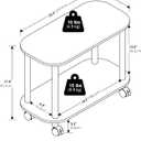 Furinno Turn-N-Tube Side Table, 2-Tier Oval Sofa End Table with Wheels, Toolless Assembly Night Stand, Bedside Table with Open Shelf, for Living Room, Bedroom, Amber Oak