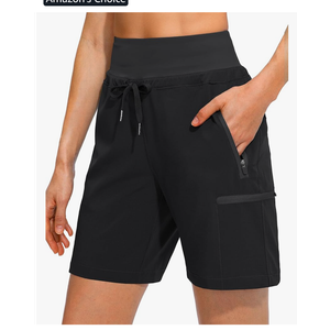 Obla Women's Hiking Cargo Shorts Zipper Pockets Soft High Waisted Quick Dry 7 Inch Long Shorts for Women Golf Athletic Summer Extra Large, Black 