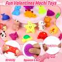 28 Pack Valentines Day Gifts for Kids Classroom Mochi Squishies Fidget Toys Filled Heart with Valentines Cards for Kids School, Valentines for Class Valentines Exchange Cards Party Favors Prizes
