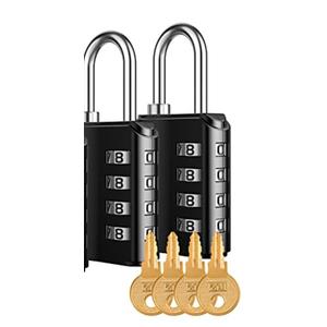 KeeKit Combination Lock, Resettable 2 Digit Combination Padlock with Keys, Waterproof Gate Lock for Locker, Fence, Case, Gym, School and Employee Locker, Toolbox – 2 Pack, Black