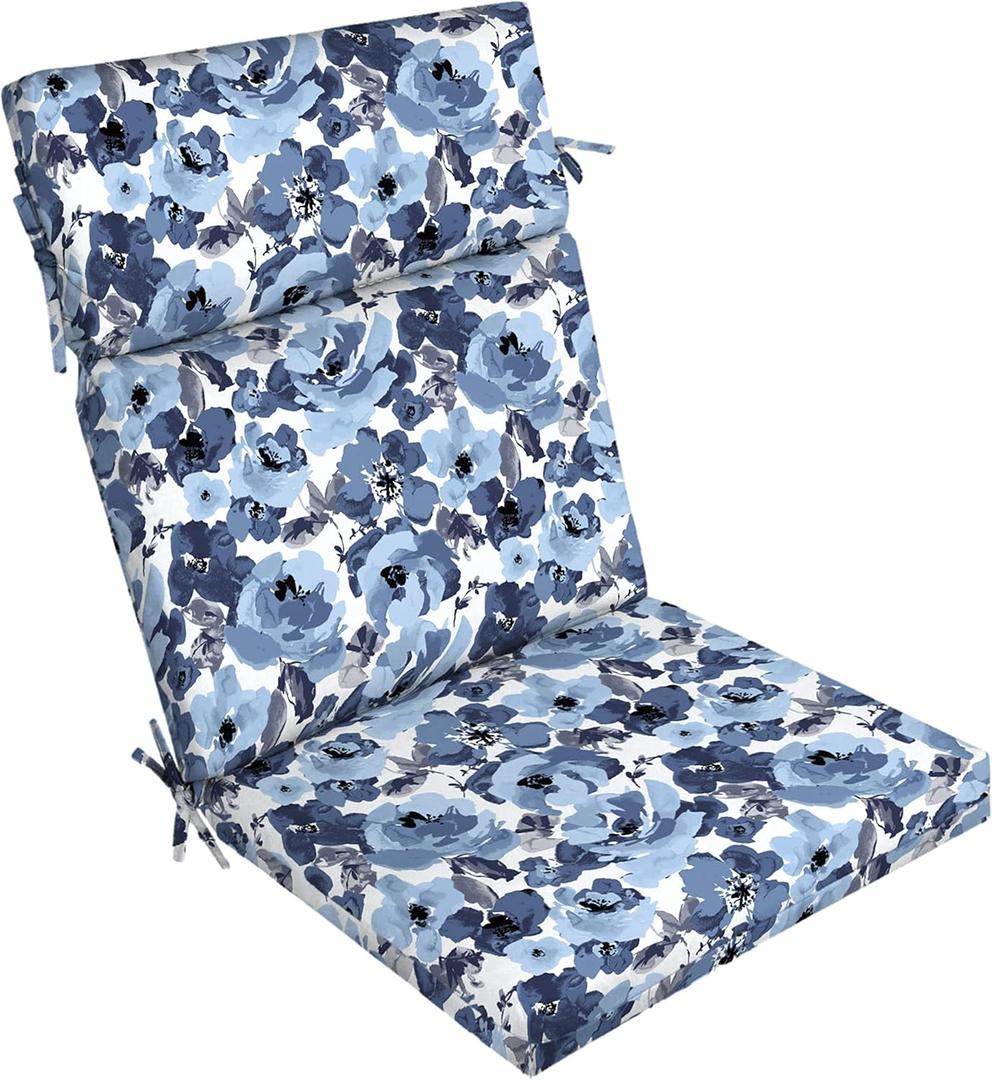 Arden Outdoor Chair Cushion, 21 x 20, Rain-Proof, Fade Resistant 20 x 21, Blue Garden Floral