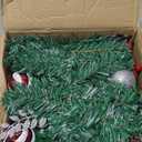 Christmas Garland with Lights, Pre-lit 9ft Christmas Decorations with 50 Warm White LED Lights, Berries, Balls, and Red Flower for Door, Stairs, Railing, Indoor, Outdoor, Battery Operated