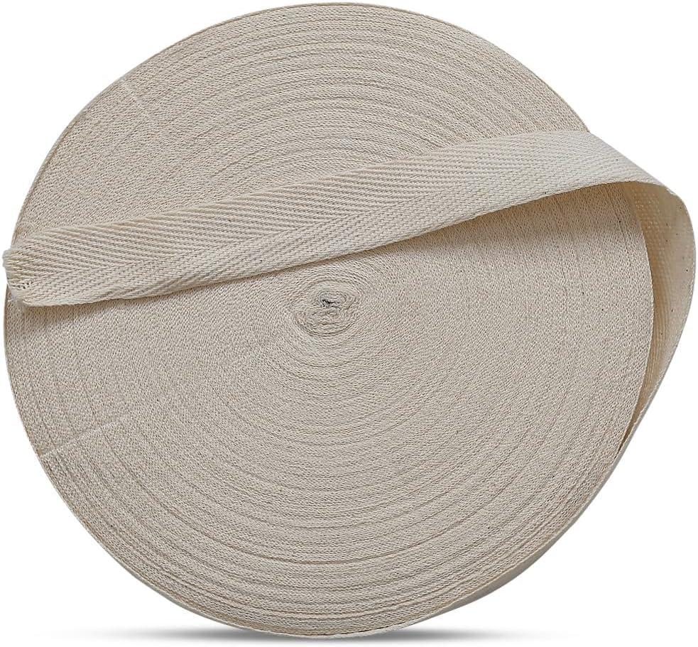 Shrika Beige Cotton bias Binding Tape 25mm (1 inch)  50m roll, Herringbone Twill Tape for Sewing, Dressmaking, Crafts, Aprons & DIY  Durable Fabric Trim