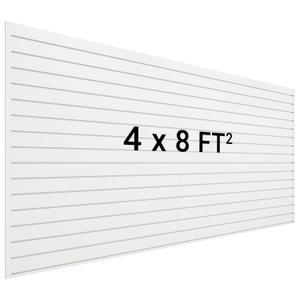 Slatwall Panel 8 FT x 4 FT, Interlocking Slat Wall Paneling, Wall Mounted PVC Slat Wall Panels, Suitable for Garage Storage, Slatwall Board, Shelves - White