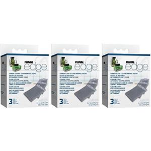 (3 Pack) Fluval Edge Carbon Clean and Clear Renewal Sachets (3 Sachets Per Pack / 9 Total)