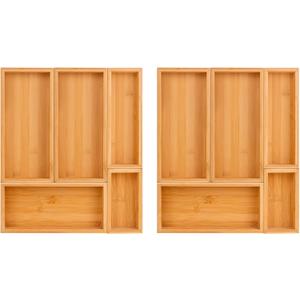 bamboo drawer organizer Setexpandable drawer dividers,wooden storage organizers,large trays for kitchen, bathroom,flatware,Tea Bag Organizer (2 X 5PCS Natural)