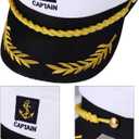Captain Yacht Hat Boating Cap, Adjustable Sailor Marine Admiral Cosplay Hat for Men Women Kids Halloween Party Costume Accessories, White (White)