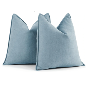 ZWJD Throw Blue Pillow Covers 18x18 Set of 2 Chenille Pillow Covers with Elegant Design Soft and Luxurious Decorative Throw Pillows for Couch, Bed, and Home Decor, Light Blue