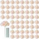 AVIVIHO 65pcs Fake Flowers Champagne Hydrangea Artificial Flowers Bulk (Not Squished, No Steaming Need) Silk Flowers with Stems for Wedding Decor,Home,Baby Shower,Table Centerpieces Decoration (Medium)