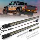 Nilight Truck Tailgate Light Bar 56" Aluminum Frame Triple Row 576 LED Strip with Red Running Brake Amber Sequential Turn Signals White Reverse Lighting for Car, Pickup, SUV
