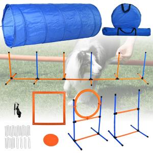 Agility Training Equipment for Dogs, Dog Agility Course Backyard Set Include Tunnel, Jumping Ring, Pause Box, 6 Weave Poles with Carry Bags