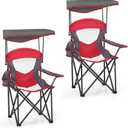HIGH POINT SPORTS Heavy Duty Canopy Lounge Chair Sunshade Hiking Travel Chair, Foldable Canopy Shade Chair for Outdoor, Camping, Support 350 LBS, 2 Pack, Red, Twin Pack