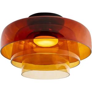 Flush Mount Ceiling Lamps Orange Glass Chandelier Lighting Black Mid Century Ceiling Lights 16.5" Large Glass Ceiling Pendant Light for Bedroom Dining Room Hallway, Orange , 