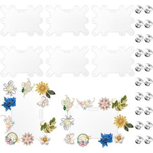 6 Badge Buddy Pin Holders with 20 Locking Pin Backs Set, Durable Identification Badge Accessories for Nurses, Students and Corporate Employees
