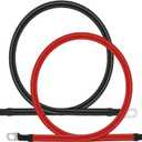2 AWG Battery Cable 3FT 2 Gauge Pure Copper Battery Inverter Cables with 3/8 in Lugs Both Ends Power Inverter Wire Set for Automotive Solar Power Inverter Marine Boat RV Car Motorcycle 