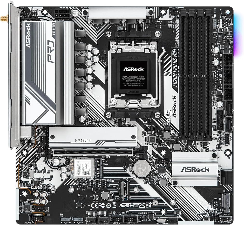 ASRock A620M PRO RS WiFi Supports AMD Socket AM5 Ryzen 7000 Series Processors