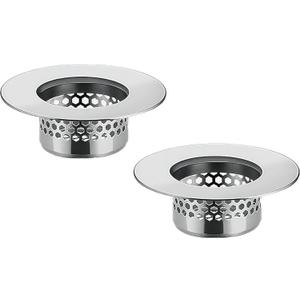 Bathroom Sink Filter - Fits 1.25"-1.60" Hole (2pcs) | Stainless Steel Hair Catcher for Bathroom/Bathtub/Laundry/RV Sink (Silver)