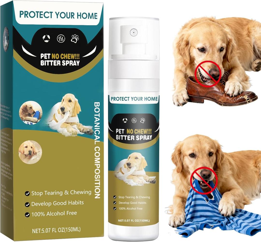 QHZ No Chew Spray for Dogs Bitter Apple Spray to Stop Chewing, Training Deterrent for Puppies & Adult Dogs, Protects Furniture, Shoes, Cords