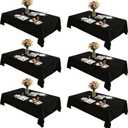 Rectangle Tablecloth 60" x 84", Black Washable Polyester Table Cloth, Wipeable Table Cover for Dining, Wedding, Birthday, Party, Banquet Decor, 6 Pack