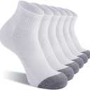 CS CELERSPORT 6 Pack Men's Ankle Socks with Cushion Athletic Running Socks (12-15, White)