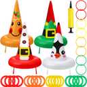 Simgoing 29 Pcs Christmas Ring Toss Games Set Inflatable Hat Ring Toss Game with Air Pump for Adults Family Party Indoor Outdoor Toys Gifts