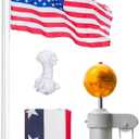VINGLI Upgraded 25FT Sectional Aluminum Flag Pole for Outside House, Thick Tube Halyard Flag Pole Kit, In-Ground Flag Poles for 3x5 Flags Outdoor for Yard, Ball Topper Halyard Rope PVC Sleeve, Silver