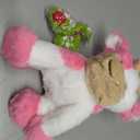 Hopearl Adorable Plush Cow Toy with Knitted Cute Strawberry Bib Floppy Dairy Cattle Soft Stuffed Animal Gifts for Boys Girls Kids Toddlers, Pink, 9''