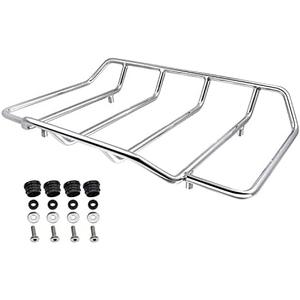 Benlari Chrome Tour Pack Luggage Rack Trunk Top Rack Motorcycle Trunk Rail Rack Compatible for Harley Touring Street Glide Electra Glide Road Glide Road King Ultra Limited 1984-2024, Color: Chrome