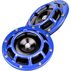 Super Loud 110dB Dual-Tone Electric Air Horn Kit - Waterproof Universal 12V Car Horn for Trucks, SUVs, Cars, Motorcycles (Easy Installation) Blue