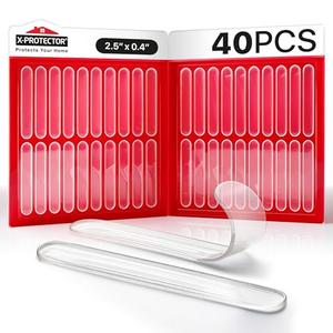 X-Protector Cabinet Door Bumper Strips - 40 PCS - Clear Door Silencer - Premium Cabinet Door Bumpers - Soft Door Slam Stopper - Multi-Purpose Bumpers for Cabinet Doors, Chair Backs, and More!