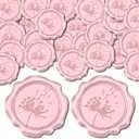 CRASPIRE 100pcs Dandelion Wax Seal Stickers Pink Decoration Stickers Retro Self Adhesive Envelope Sealing Label Decal for Wedding Invitation Envelope Decor Birthday Party Craft Scrapbook DIY