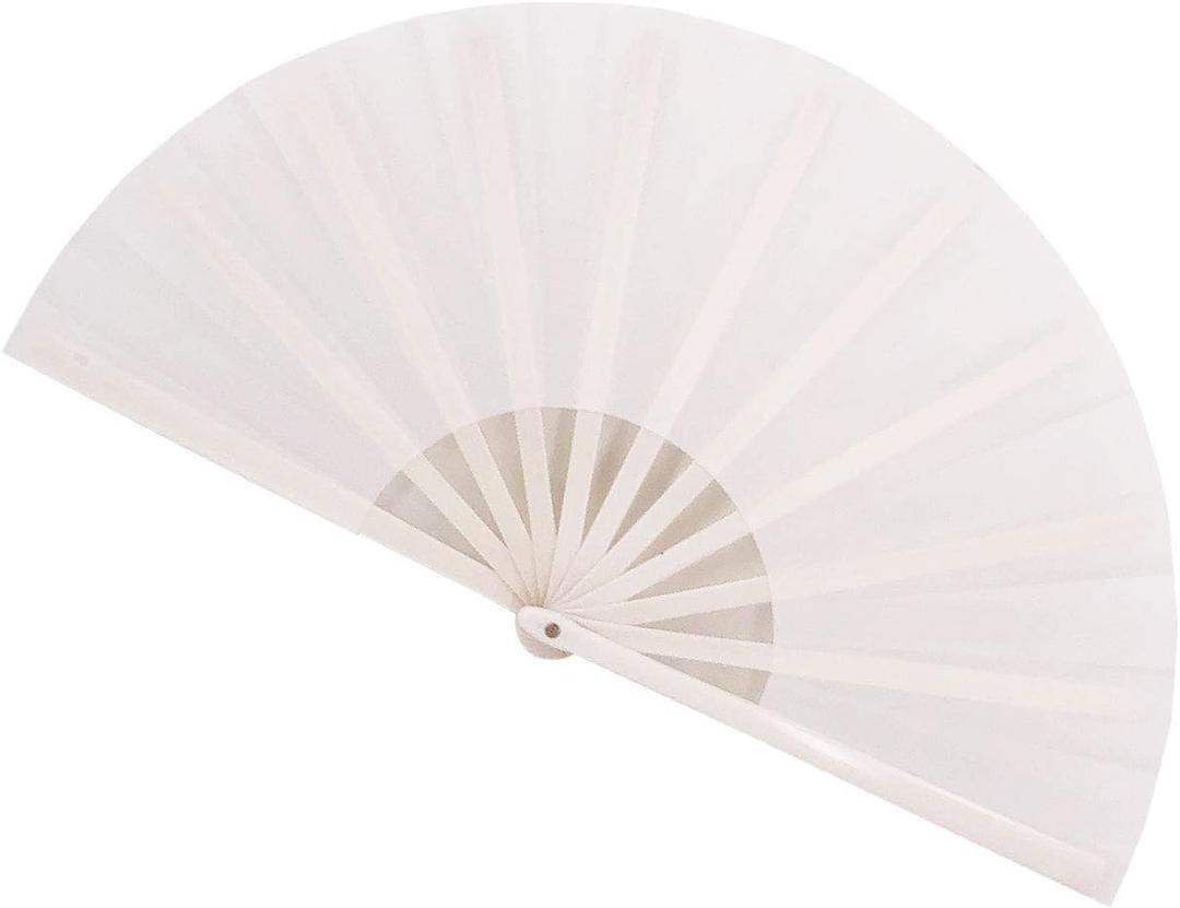 Large Folding Fans Rave Hand Clap Fan Popping Fan for Line Dancing, Big Foldable Clacking Fans for Boots On The Ground Dance Festival, Dancing, Performance (White)