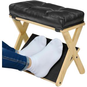 Double Step Foot Rest for Under Desk at Work, Wooden Under Desk Footrest with Non-Slip EVA Stepping Surface, Ergonomic Foot Stools for Under Office Desk, Enhances Posture,Home Office Gaming