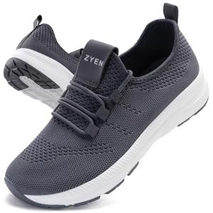 ZYEN Wide Toe Box Shoes Women Non-Slip Ultra Light Running Sneakers Extra Wide Feet Arch Support Walking Shoes Tennis Diabetes Breathable Gym Workouts 8813 Dark Grey 39