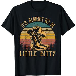 It's Alright to Be Little Bitty Awesome Apparel Boots Cowboy T-Shirt (Black)