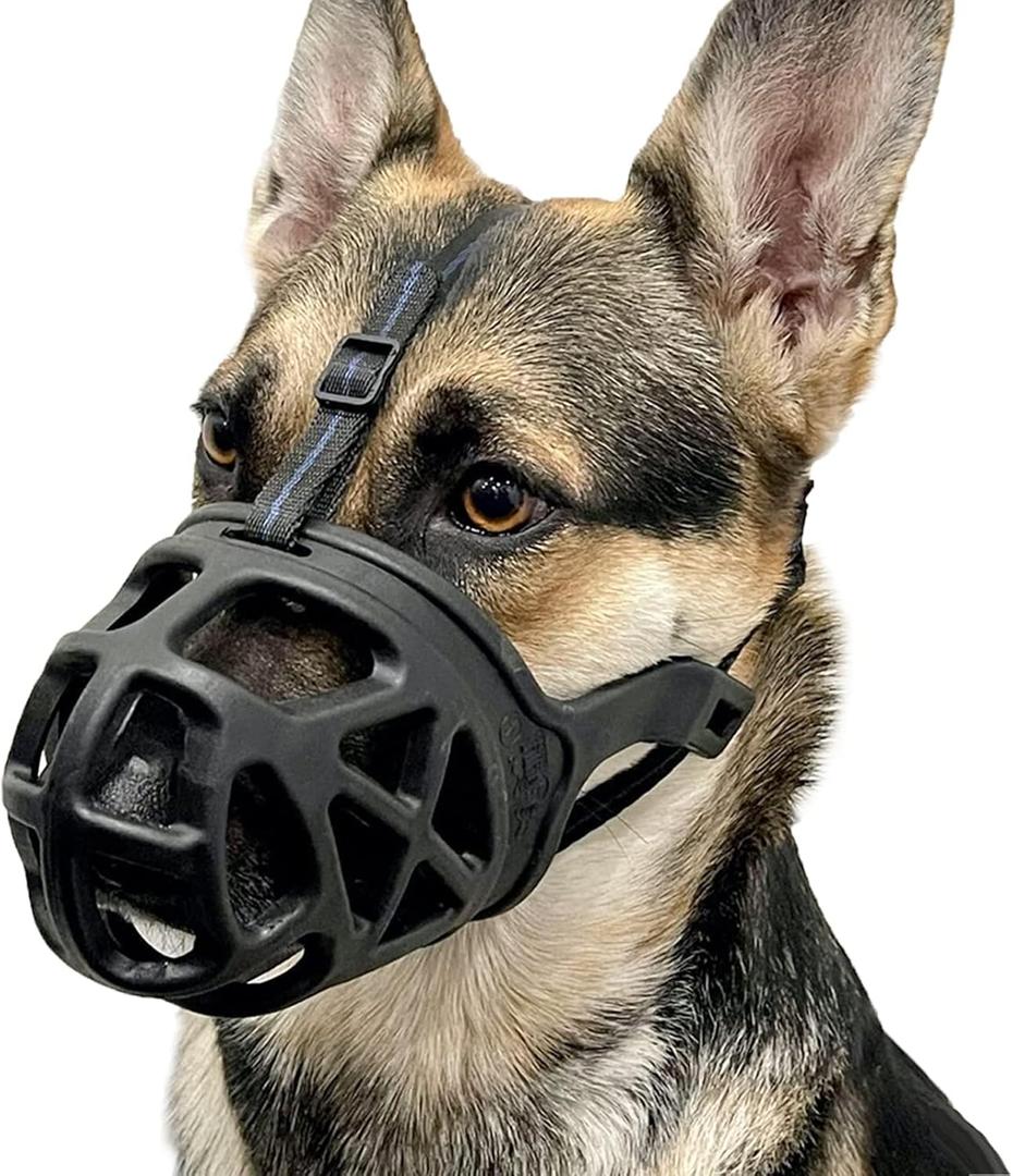 BARKLESS Dog Muzzle, Basket Muzzle for Biting, Chewing and Scavenging, Humane Cage Mouth Cover, Perfect for Grooming and Training Medium Aggressive Reactive Dogs (M, Black)