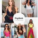 Popilush Shapewear Bodysuits for Women - Tummy Control Body Suits for Womens Deep V Corset Tops Thong Concert Outfits, M