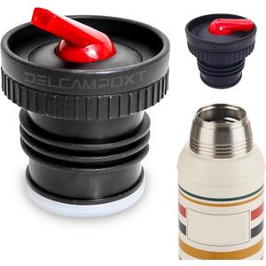 Stanley Thermos Stopper Pico de Mate Replacement Cap - Fits Classic Vacuum Insulated Wide Mouth Bottles (1.1QT, 1.5QT, 2QT) - Black/Red - Set of 1