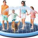 VISTOP Non-Slip Splash Pad for Kids and Dog, Thicken Sprinkler Pool Summer Outdoor Water Toys - Fun Backyard Fountain Play Mat for Baby Girls Boys Children or Pet Dog (97 inch, Blue&Blue)