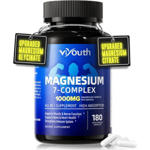 Magnesium 7 Complex Supplement Advanced for Sleep & Muscle, 180 Capsules