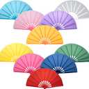 QIRMIZI 10PCS Boots on The Ground Line Dancing Fan - Large Folding Hand Rave Fan for Chinese Kung Fu, Dance, Music Festivals,Carnivals, Weddings, EDM Events, Parties & Decorations