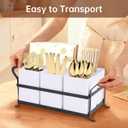 Silverware Caddy Metal Utensil Holder for Party Countertop Silverware Utensil Caddy Cutlery Flatware Organizer for Spoons Forks Plates Napkins white&Black