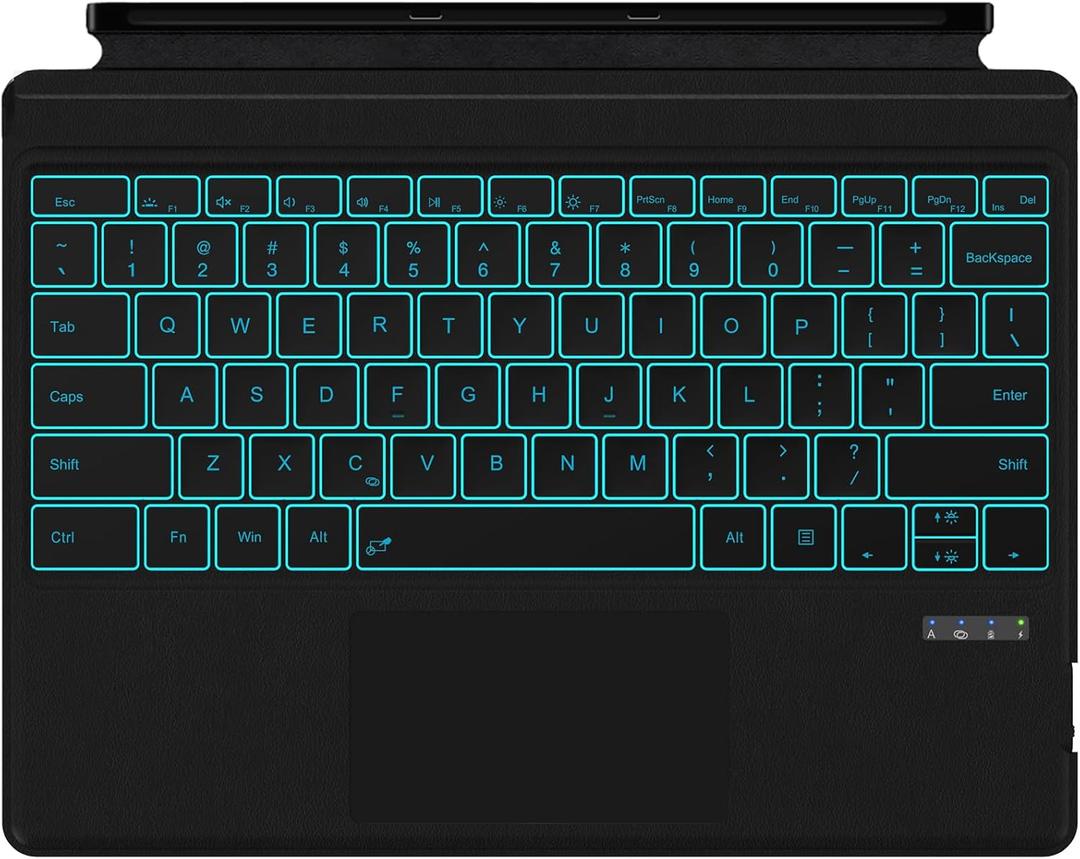 Surface Pro Keyboard Bluetooth Connection Type Cover with 7 Colors Backlit, Touchpad, Sleep/Wake Function, Rechargeable Battery for Surface Keyboard for Microsoft Surface Pro 7+/7/6/5/4/3