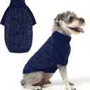 EXPAWLORER Thermal Knitted Dog Sweater for Small Medium Large Dogs, Turtleneck Cable Knit Dog Cold Weather Clothes Sweatshirt Outfits for Winter, Pullover Pet Jumper for Puppy Cats, Navy SM (Blue)