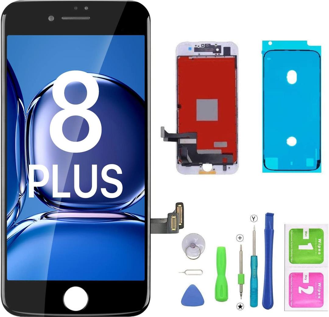 For iPhone 8 Plus Screen Replacement Black, FFtopu iPhone 8 Plus LCD Display & Touch Screen Digitizer Frame Full Assembly Set with Free Repair Tool Kit for iPhone 8 Plus (5.5'')