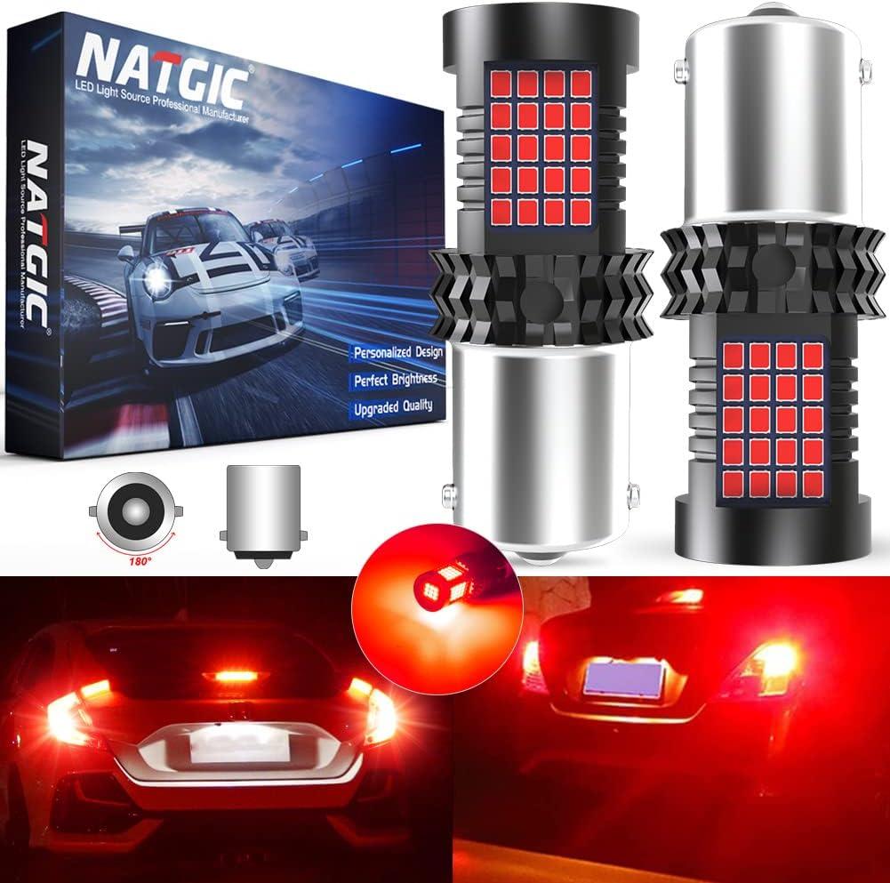 Red 1156 P21W LED Bulb For Brake Light Reversing Light,Canbus Error Free Led Car Stop Light BA15S Bulb For Parking Light,No Hyper Flash 1156 Led Bulb For Tail Light Foglight 2000Lm 21W(2 PCS)